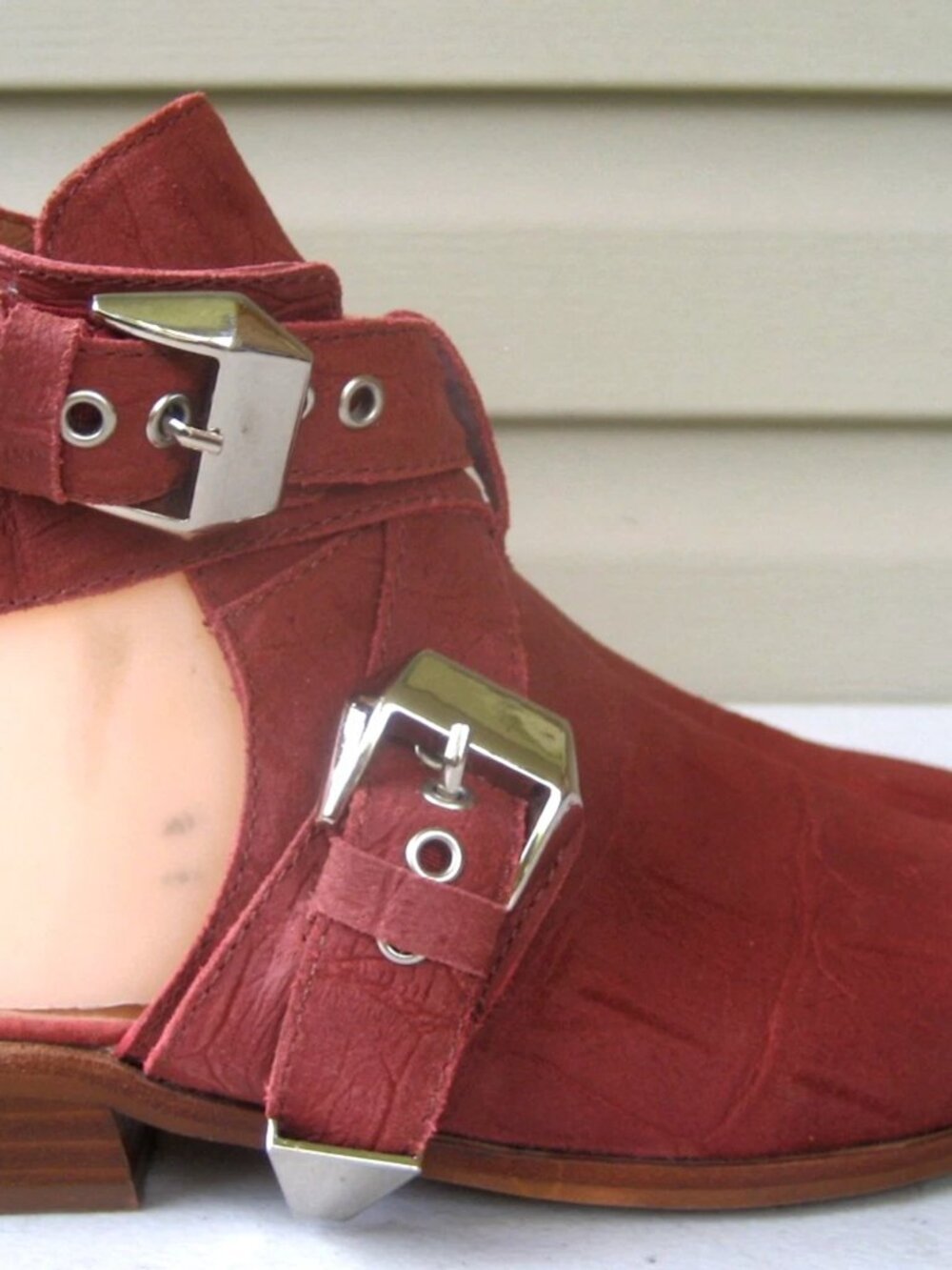 Jeffrey Campbell "Flat Road" Red Leather Booties - Picture 8 of 8